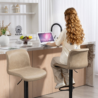 Barstools Set of 2, Adjustable Dining Stool with Footrest and Backrest