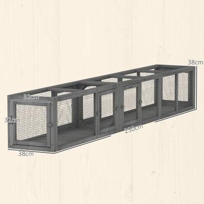 Cat Tunnel, 250cm Extra Long Wooden Cat Play Tunnel with Eight Doors