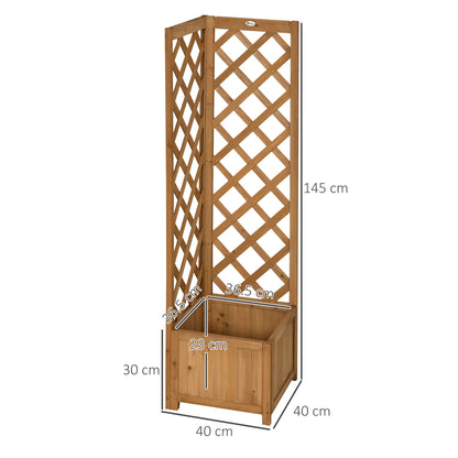Wooden Planter with Corner Trellis, Raised Garden Bed, Brown
