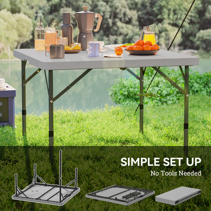 3ft Folding Camping Table with 2 Adjustable Height, Dark Grey