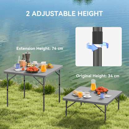 3ft Folding Camping Table with 2 Adjustable Height, Dark Grey