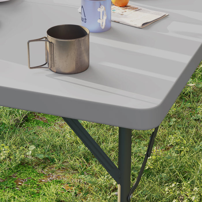 3ft Folding Camping Table with 2 Adjustable Height, Dark Grey