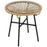 Rattan Side Table, Round Outdoor Coffee Table, with Round PE Rattan and Tempered Glass Table Top for Patio, Garden, Balcony, Black