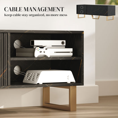 TV Unit, TV Stand Cabinet with Shelves and Storage Cupboard, Black