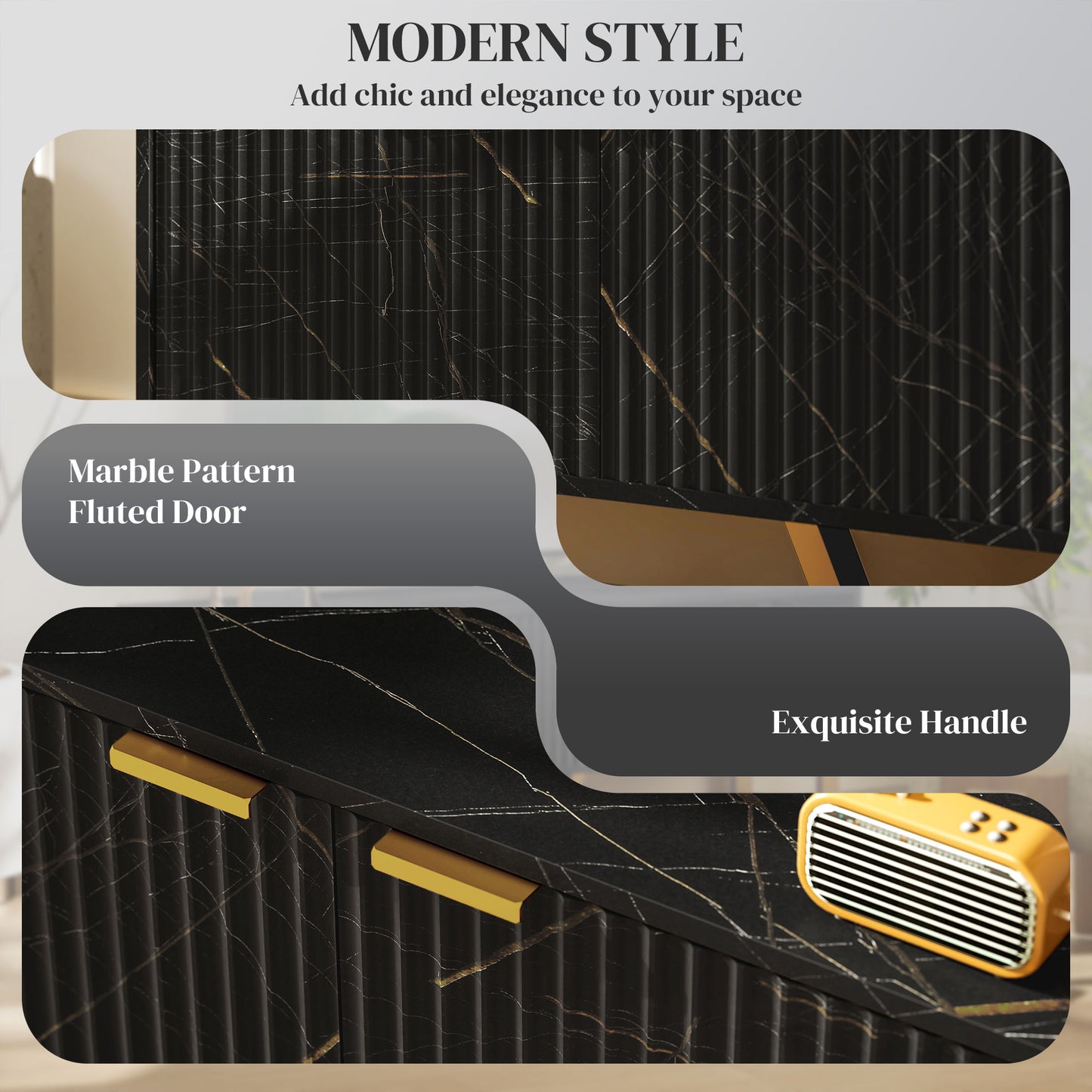 TV Unit, TV Stand Cabinet with Shelves and Storage Cupboard, Black