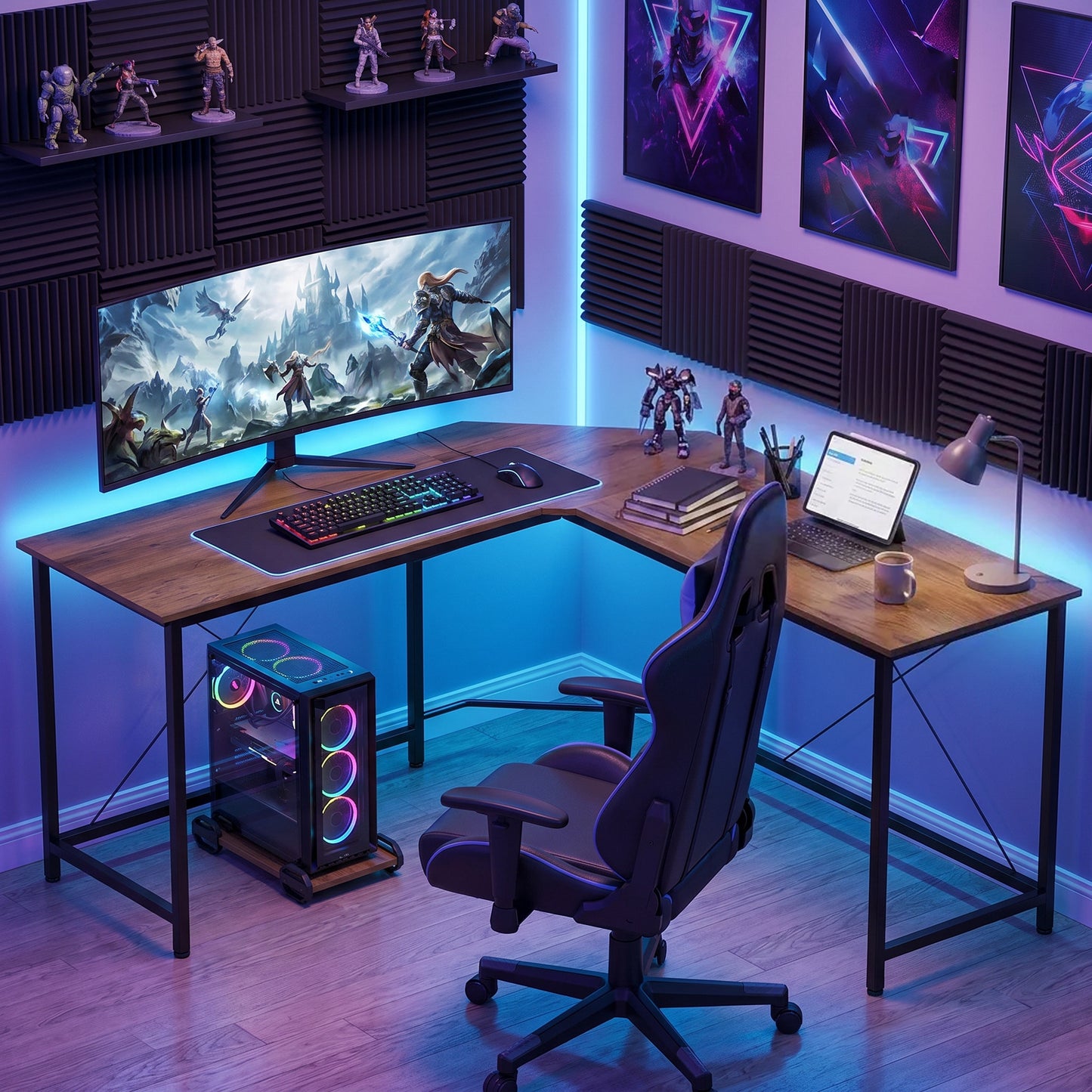 Corner L-Shape Computer Desk Gaming PC Workstation for Home Office