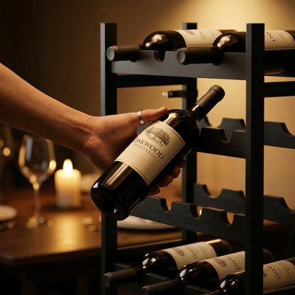 Wine Rack Freestanding 5-Tier 20-Bottle Capacity Black