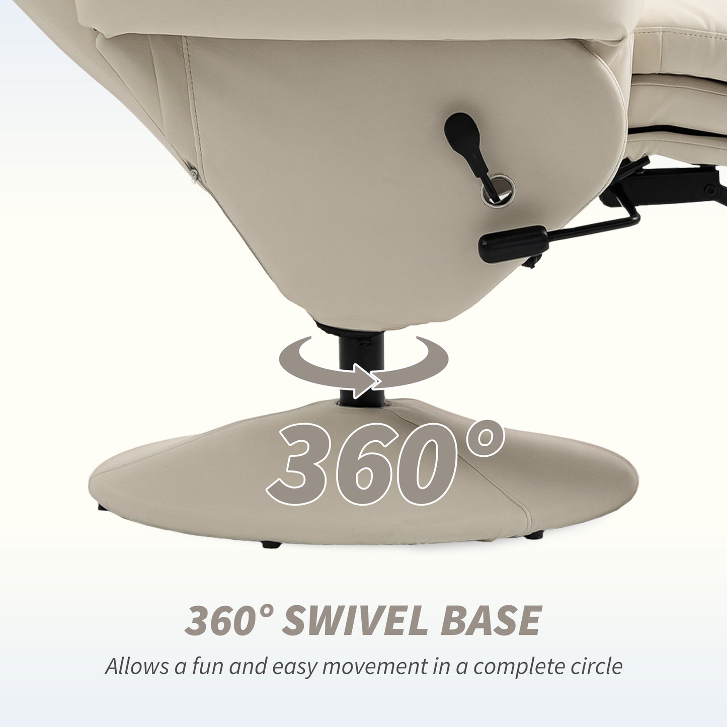 Manual Recliner Swivel Lounge Chair with Footrest, Cream White