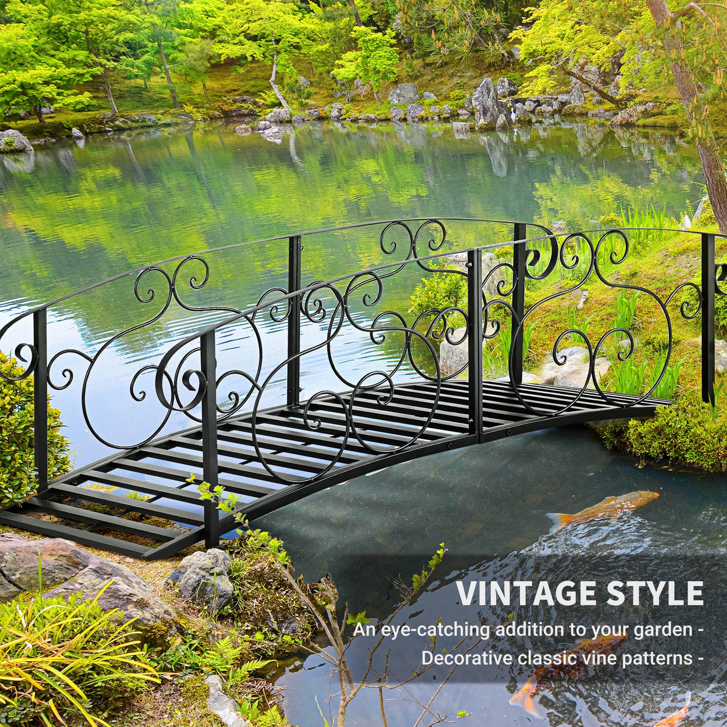 184cm Metal Arch Garden Garden Bridge, Black