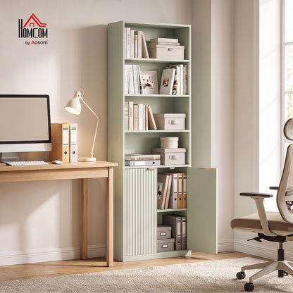 6-Tier Tall Bookcase with Adjustable Shelf Cabinet, Light Green
