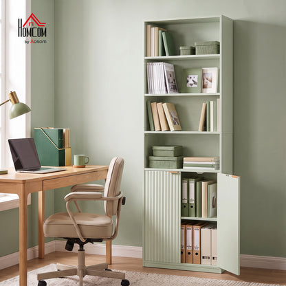 6-Tier Tall Bookcase with Adjustable Shelf Cabinet, Light Green