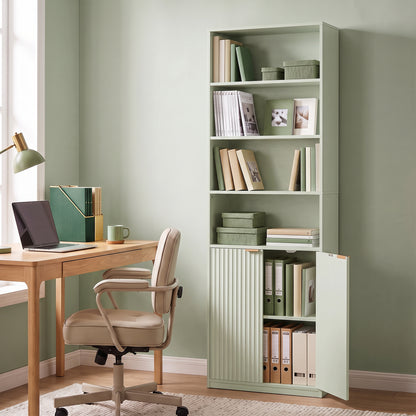 6-Tier Tall Bookcase with Adjustable Shelf Cabinet, Light Green