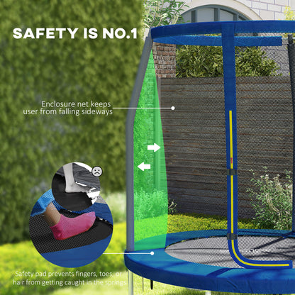 6ft Outdoor Kid Trampoline with Safety Enclosure Net, Blue
