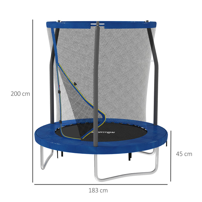 6ft Outdoor Trampoline with Safety Enclosure Net, Blue