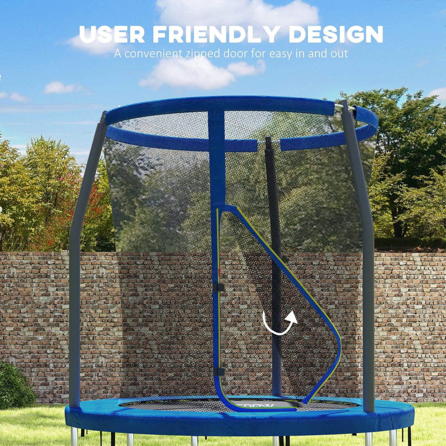 6ft Outdoor Kid Trampoline with Safety Enclosure Net, Blue