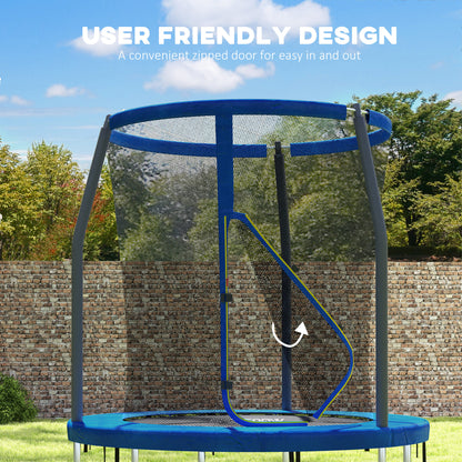 6ft Outdoor Kid Trampoline with Safety Enclosure Net, Blue