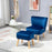 Velvet Accent Chair Occasional Tub Seat Padding Curved Back w/ Ottoman Wood Frame Legs Home Furniture, Blue