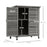 Garden Shed Wooden Garden Storage Shed 2 Door Unit Solid Fir Wood Garage Tool Organisation Cabinet, 87L x 46.5W x 96.5Hcm, Grey