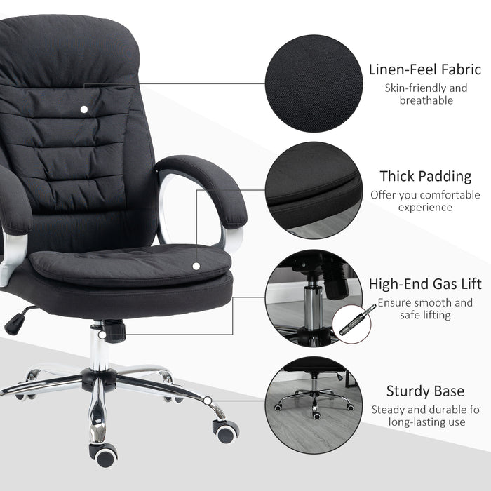 Ergonomic Office Chair Task Chair for Home with Arm, Swivel Wheels, Linen Fabric, Black