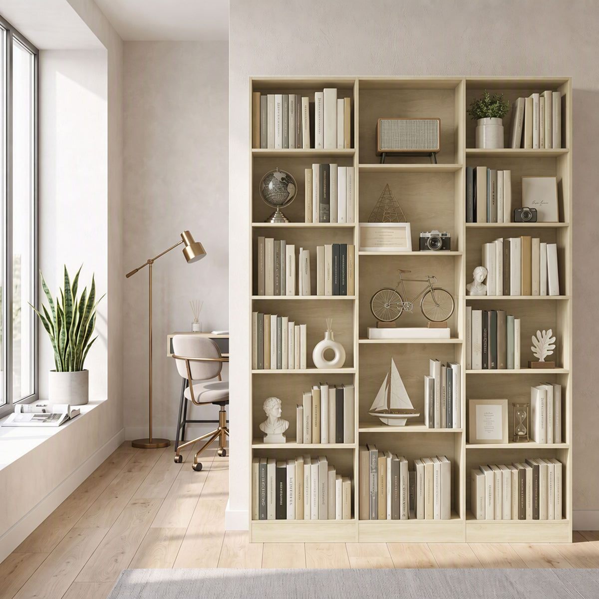 Bookcase Freestanding Open Storage Shelf with 17 Compartments