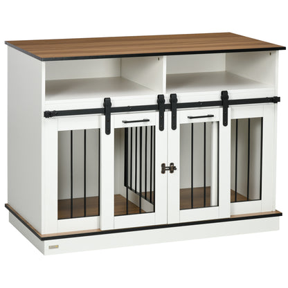 Dog Crate Furniture for Small and Large Dogs with Movable Divider, White