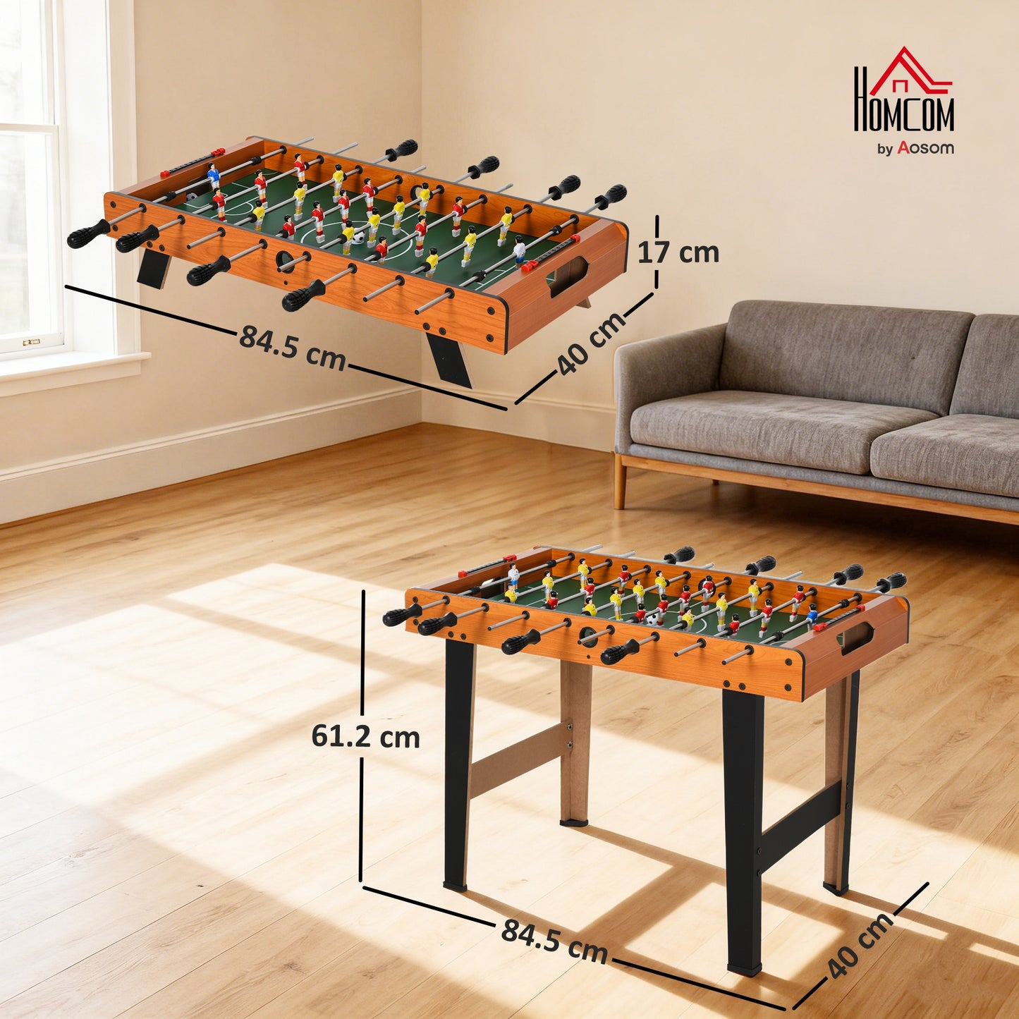 Football Table Heavy Duty  84.5cm for Arcades, Pub, Game Room, 8 Rods, 2 Foosballs
