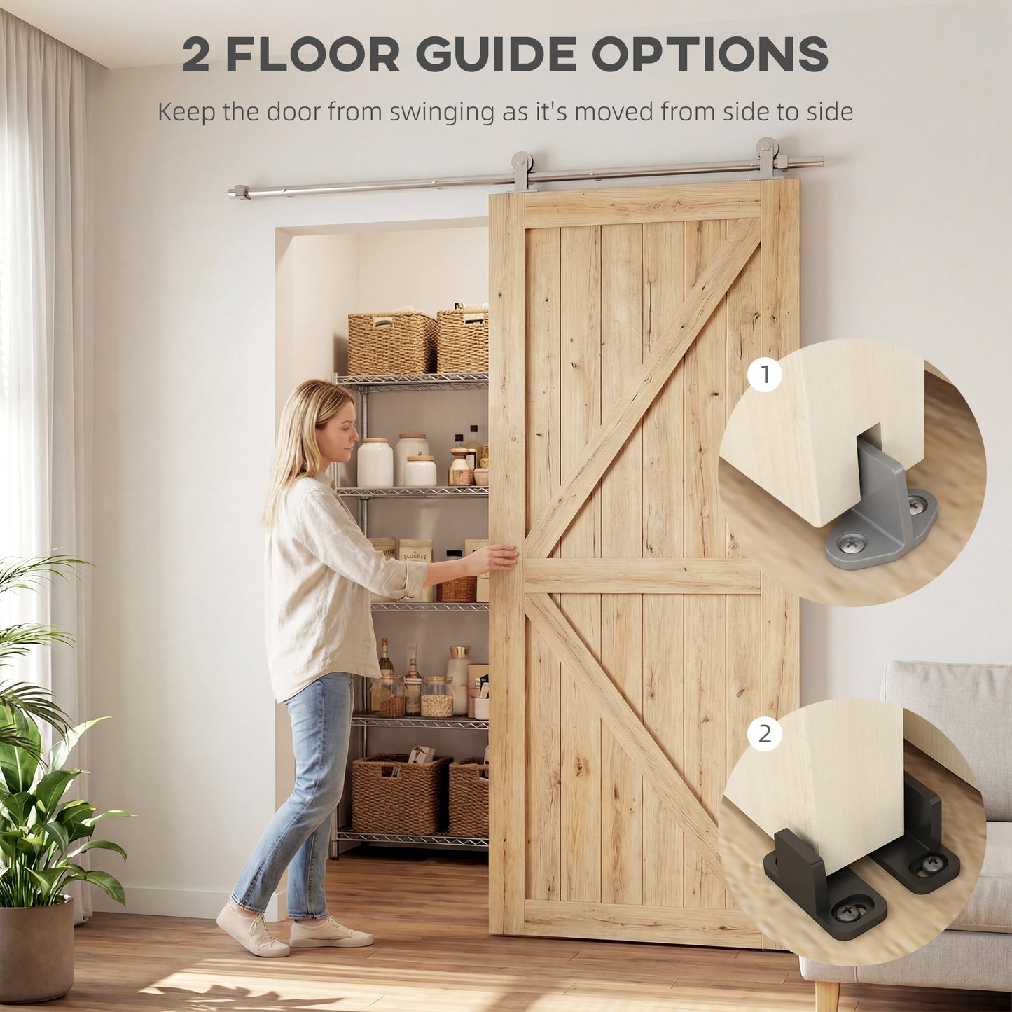 Sliding Door Hardware Kit Smooth Quiet 200cm Sliver Tone