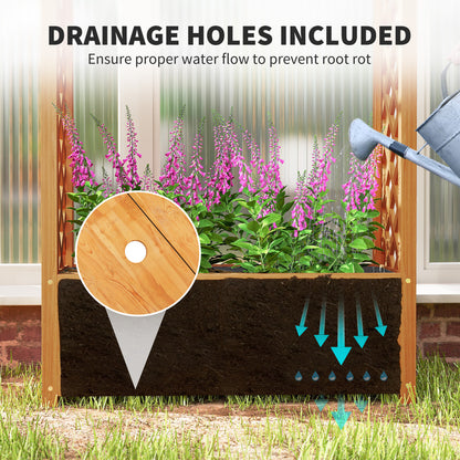 Wooden Raised Garden Bed, Trellis Planter w/ Trellis, Fabric Liner