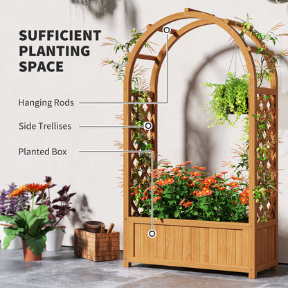 Wooden Raised Garden Bed, Trellis Planter w/ Trellis, Fabric Liner