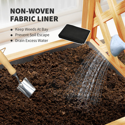 Wooden Raised Garden Bed, Trellis Planter w/ Trellis, Fabric Liner