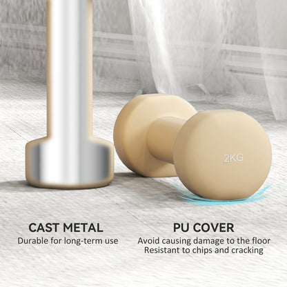 10kg Dumbbell Weights Set with Carry Case, Pink, Purple, Grey, Brown