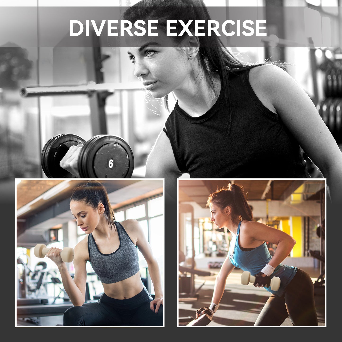 10kg Dumbbell Weights Set with Carry Case, Pink, Purple, Grey, Brown