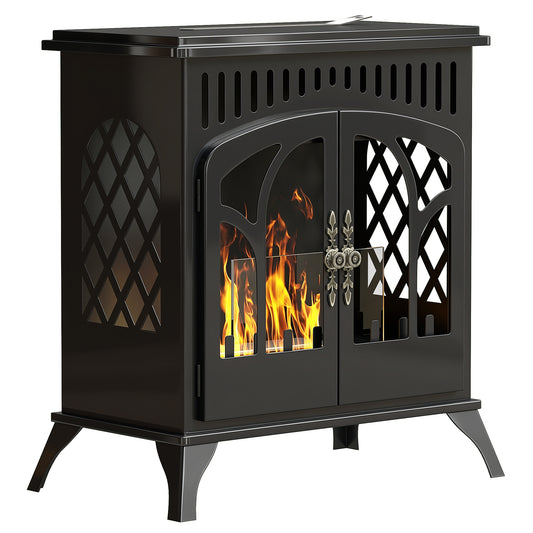 22" Bio Ethanol Fireplace Stove, Ethanol Fire Burner with Door