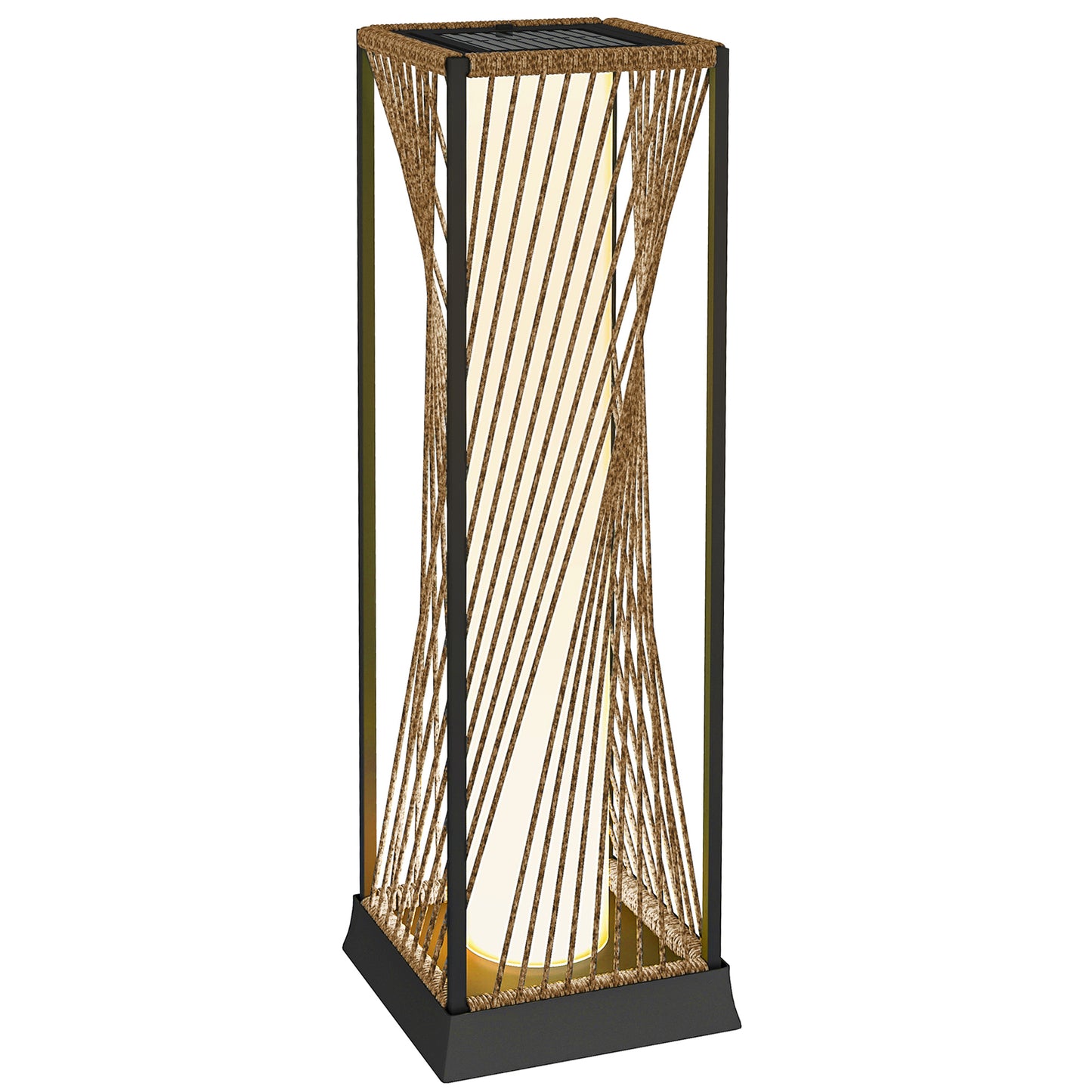 Rattan Solar Floor Lamp, Auto On/Off  Garden Lights, Sand Brown
