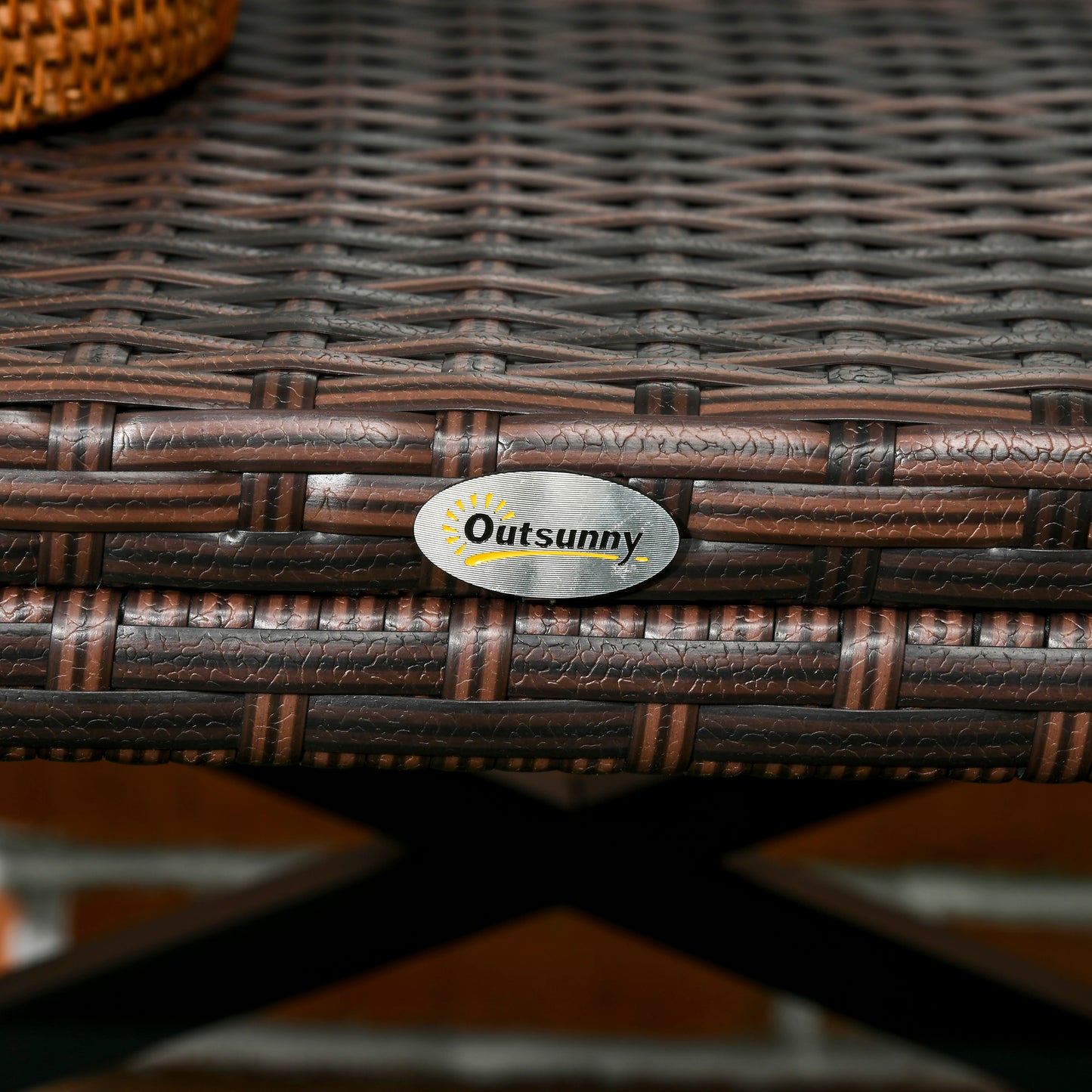 PE Wicker Outdoor Coffee Table, Rattan Side Table w/ Plastic Board