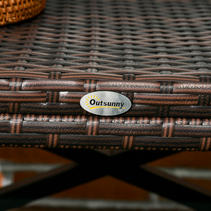 PE Wicker Outdoor Coffee Table, Rattan Side Table w/ Plastic Board