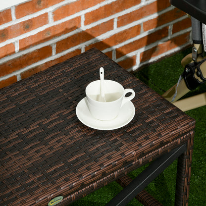 PE Wicker Outdoor Coffee Table, Rattan Side Table w/ Plastic Board