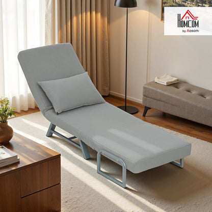 Single Sofa Bed, 3-in-1 Convertible Folding Chair Bed, Light Grey