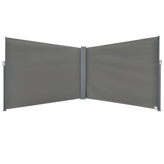 6 x 2m Patio Double Side Awning Folding Privacy Screen Fence Grey