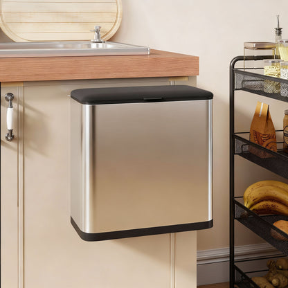 8L Hanging Kitchen Bin, Rubbish bin w/ Stay-Open Lid for Under Sink