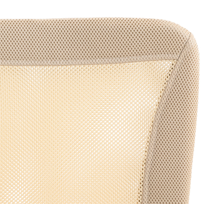 Computer Desk Chair, Mesh Office Chair with Adjustable Height and Swivel Wheels, Armless Study Chair, Beige