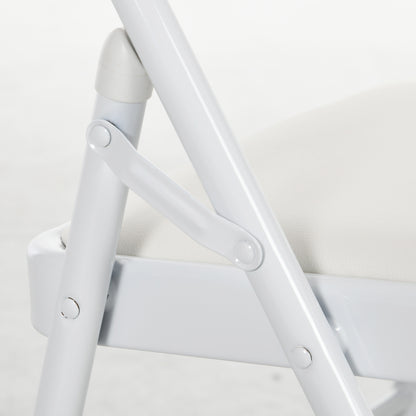 2 Pack Padded Folding Chairs with Cushioned Seat and Metal Frame White