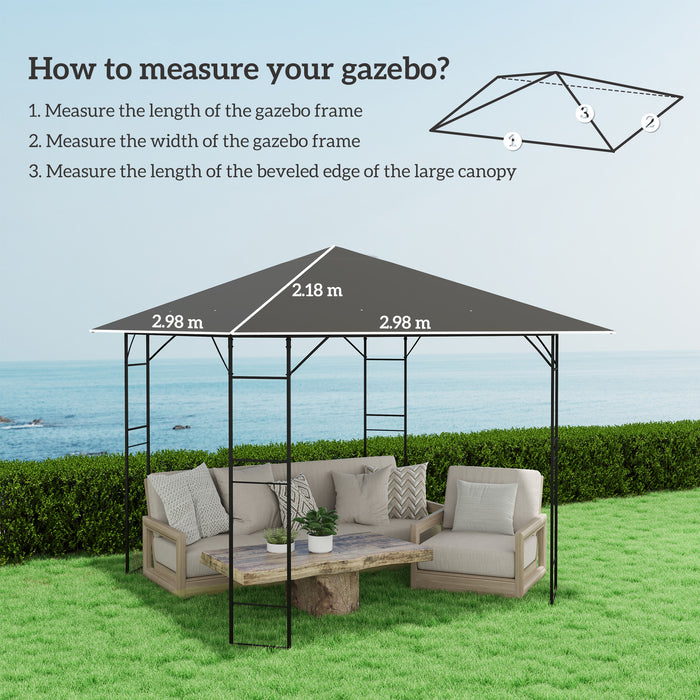 3 x 3(m) Gazebo Canopy Replacement Cover with Drain Holes, Grey