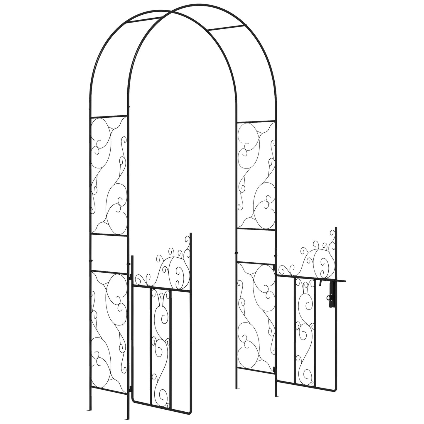 Metal Garden Arch with Double Gate, Garden Arbor Climbing Plants