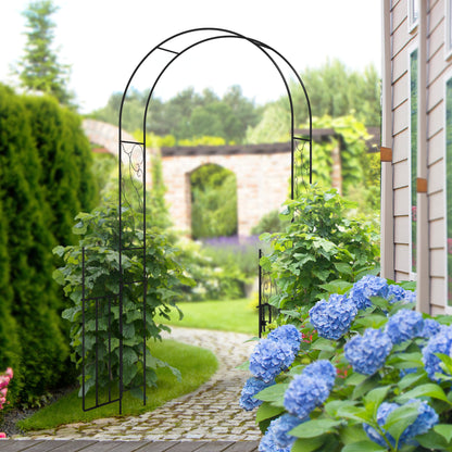 Metal Garden Arch with Double Gate, Garden Arbor Climbing Plants