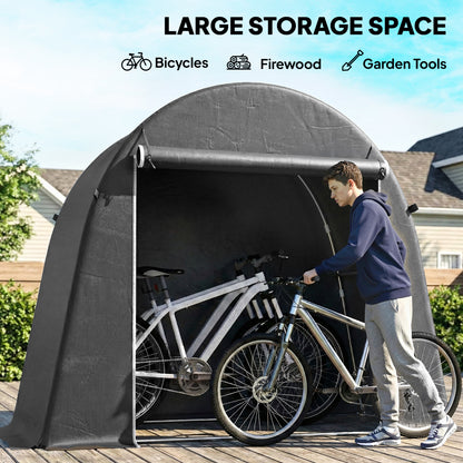 8 x 4 ft Garden Storage Shed Tent Bike Tent, Dark Grey
