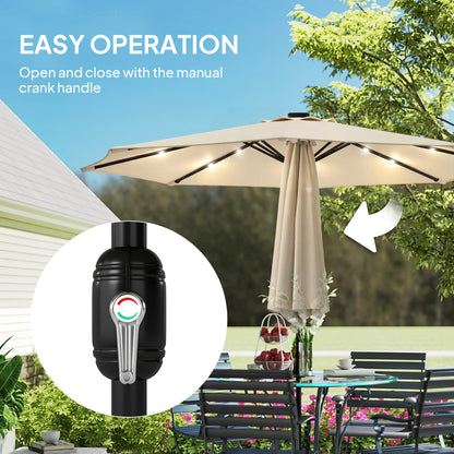 2.6 m Garden Parasol Umbrella with Light, Outdoor Patio Umbrella