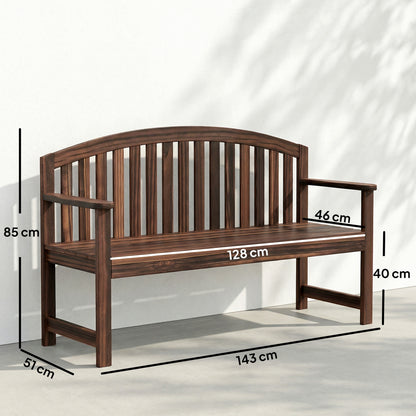 2 Person Garden Bench, Wooden Outdoor Furniture with Armrest