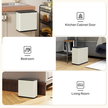 8L Hanging Kitchen Bin, Rubbish bin w/ Stay-Open Lid for Under Sink