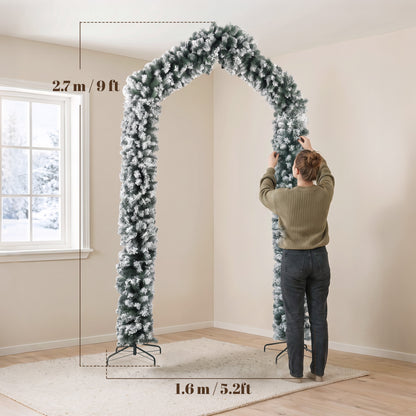 9ft Flocked Snow Christmas Tree Arch with 1400 Branch Tips, Green